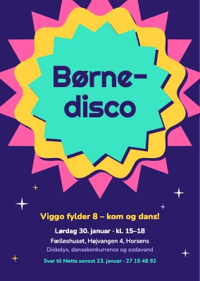 Børnedisco — invitation til børnefødselsdag
