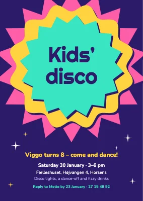 Kids’ disco — birthday party invitation