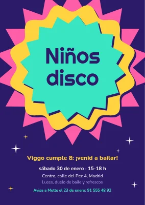 Disco infantil — invitación de cumpleaños