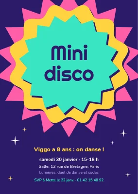 Disco enfants — invitation à une fête d'anniversaire