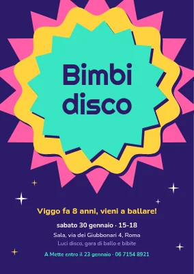 Disco per bambini — invito alla festa di compleanno