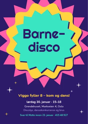 Barnedisko — bursdagsinvitasjon