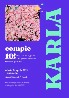 10° compleanno — invito con il nome di lato