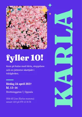 10-årsdag — inbjudan med namnet på sidan