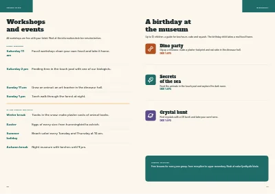Pages 20–21 of Family guide to a natural history museum – 24 pages