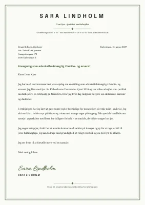 Ansøgning — advokatfuldmægtig