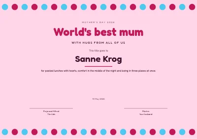 Certificate — world's best mum
