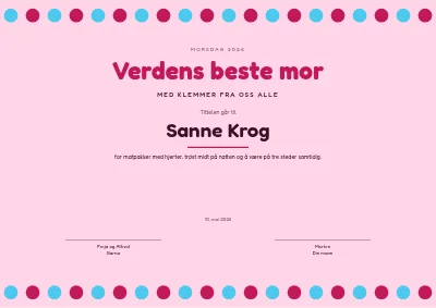 Diplom — verdens beste mamma