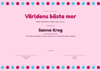 Diplom — världens bästa mamma