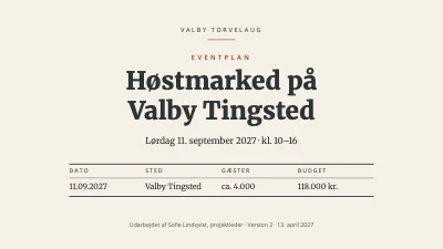 Eventplan — høstmarked i byen