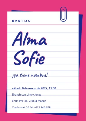 Fiesta del nombre — el nombre en una ficha