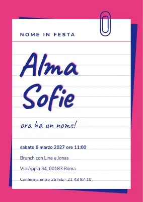 Festa del nome — il nome su una scheda