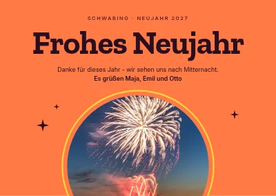Neujahrskarte — Feuerwerkssonne