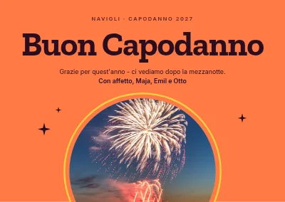 Biglietto di Capodanno — sole di fuochi d'artificio