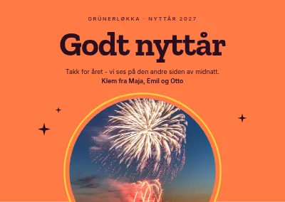 Nyttårskort — fyrverkerisol