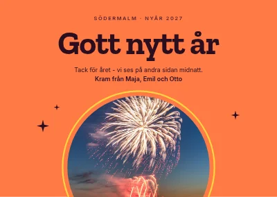 Nyårskort — fyrverkerisol
