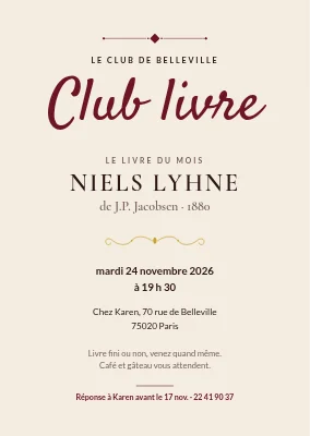 Club de lecture — invitation classique