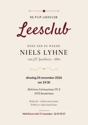Boekenclub — klassieke uitnodiging