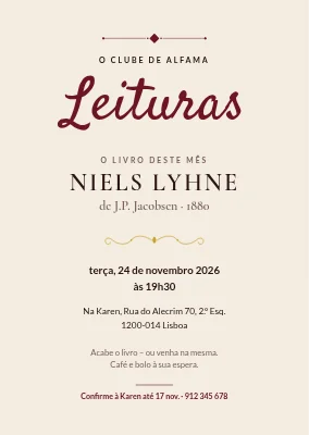 Clube de leitura — convite clássico