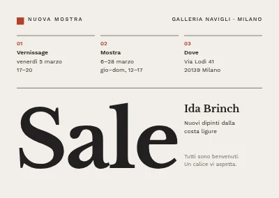 Vernissage — griglia svizzera e titolo grande