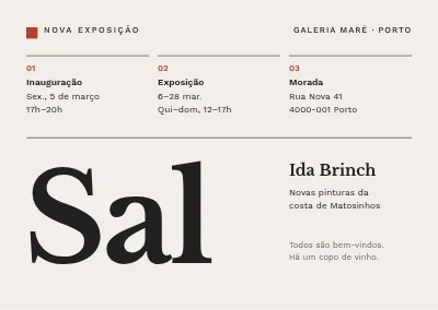 Vernissage — grelha suíça e um título grande