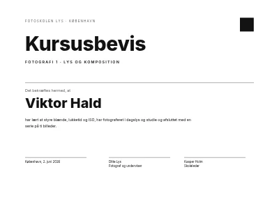 Kursusbevis — fotografi