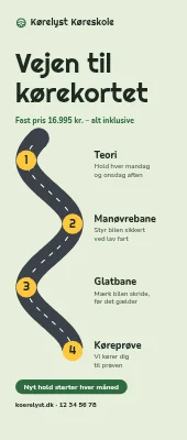 Roll-up til køreskole — vejen til kørekortet