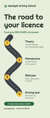 Driving school roll-up — the road to your licence