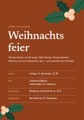 Weihnachtsessen im Büro — Stechpalme
