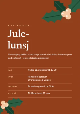 Julelunsj på kontoret — kristtorn