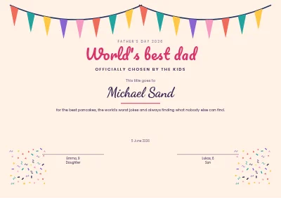 Certificate — world's best dad