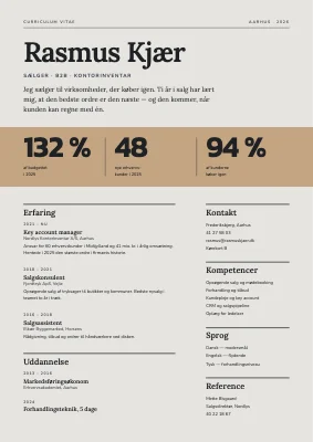 CV til sælger med nøgletal