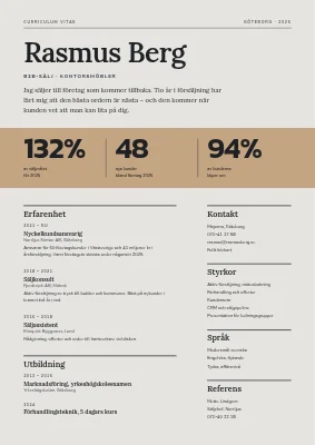 Sälj-CV med nyckeltal
