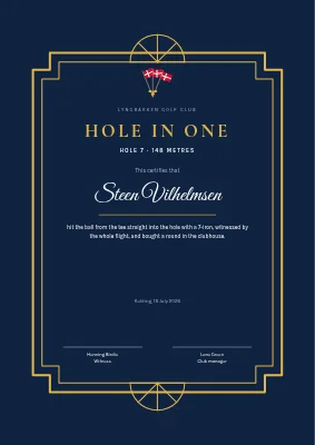 Certificate — hole in one