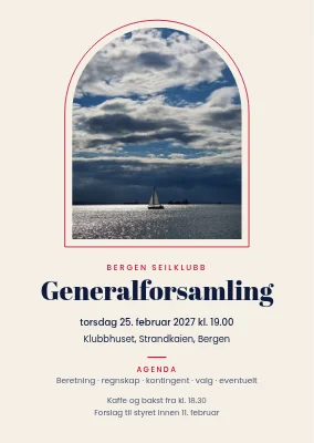 Generalforsamling i seilklubben — invitasjon