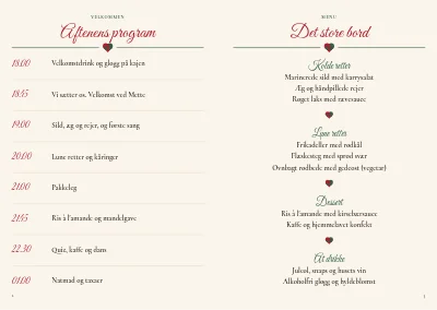 Side 2–3 af Program og egne sange til firmajulefrokost – 12 sider