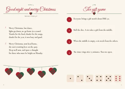 Pages 6–7 of Programme and original songs for a company Christmas party – 12 pages