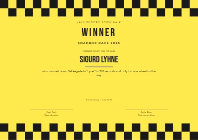 Certificate — soapbox race