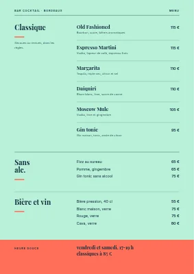 Page 2 de Bar à cocktails — carte des boissons avec un N géant