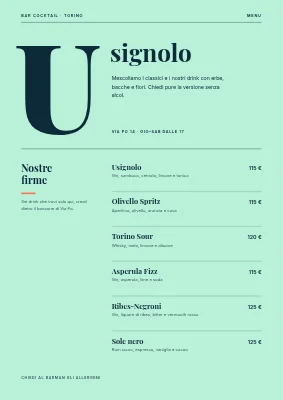 Cocktail bar — menu dei drink con una N gigante