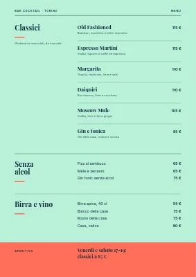 Pagina 2 di Cocktail bar — menu dei drink con una N gigante