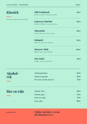 Pagina 2 van Cocktailbar — drankkaart met een gigantische N