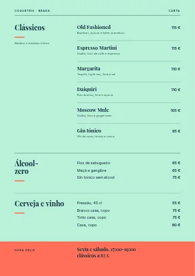 Página 2 de Bar de cocktails — carta de bebidas com um N gigante