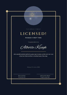 Certificate — driving test passed