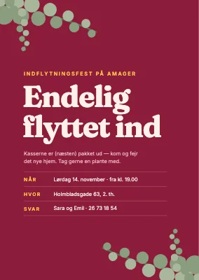 Indflytningsfest — eukalyptus i hjørnerne