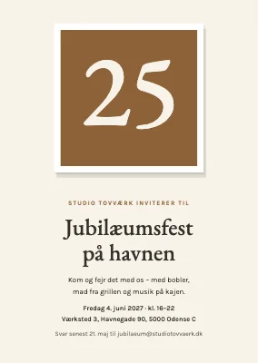 Firmajubilæum 25 år — invitation