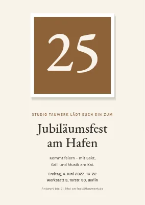 25-jähriges Firmenjubiläum — Einladung