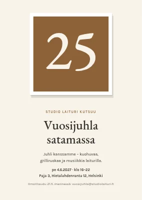 Yrityksen 25-vuotisjuhla — kutsu
