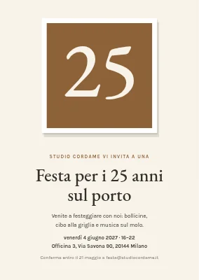 25° anniversario dell'azienda — invito