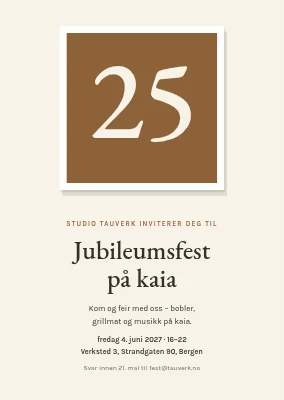 Bedriftens 25-årsjubileum — invitasjon